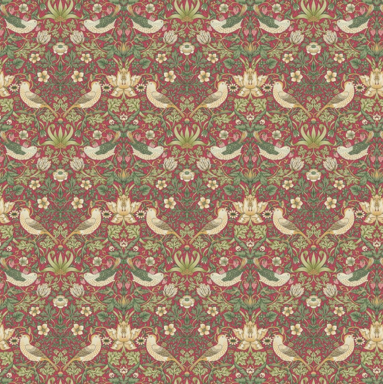 William Morris Strawberry Thief Crimson Coated Tablecloth