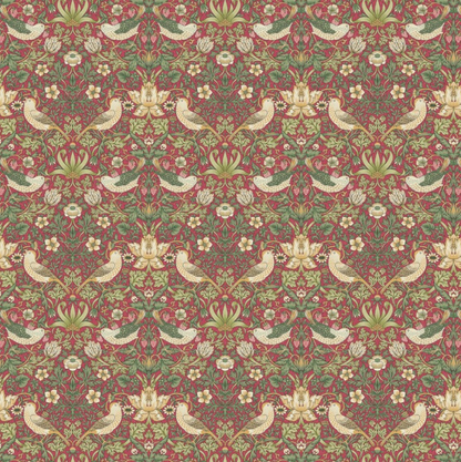 William Morris Strawberry Thief Crimson Coated Tablecloth