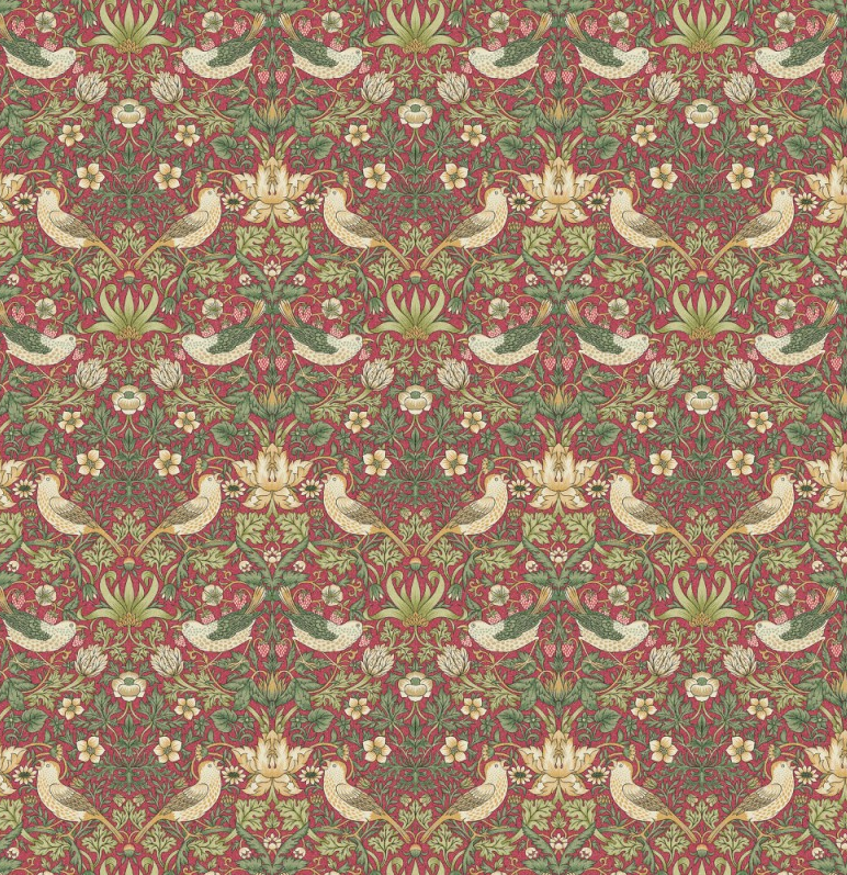 William Morris Strawberry Thief Crimson Coated Tablecloth