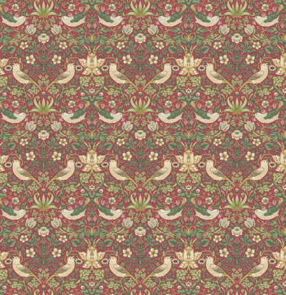 William Morris Strawberry Thief Crimson Coated Tablecloth