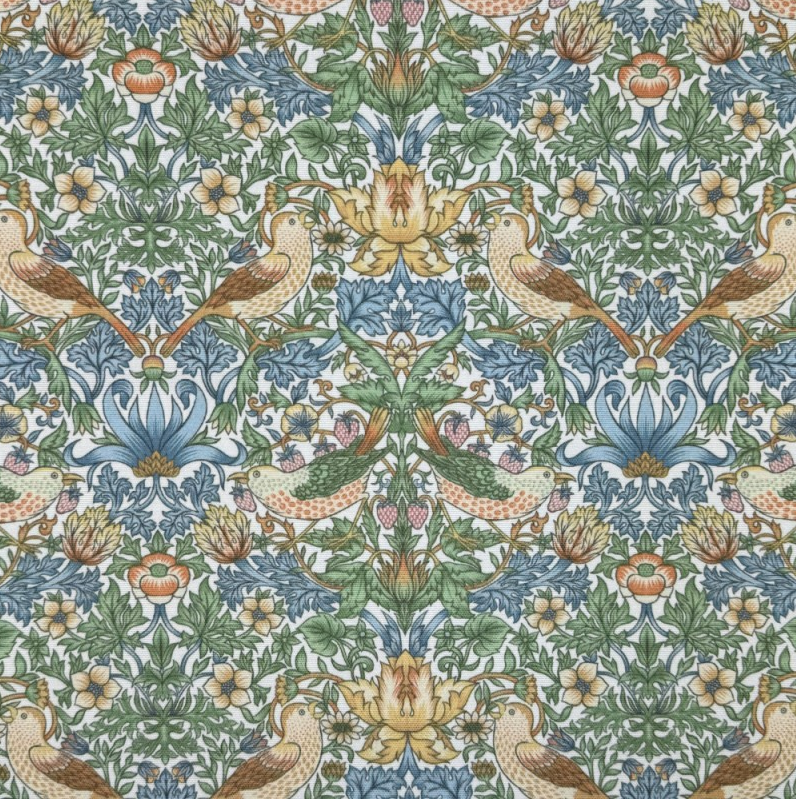 William Morris Strawberry Thief Blanc Coated Tablecloth