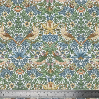 William Morris Strawberry Thief Blanc Coated Tablecloth