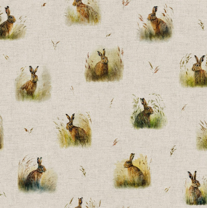 Tischläufer, Servietten mit springenden Hasen, Naturbeige-Design, Ostertischläufer, Größen: 91 cm, 122 cm, 137 cm, 152 cm, 163 cm, 183 cm, 213 cm, 244 cm, 264 cm, Handgefertigt aus 100 % Baumwolle