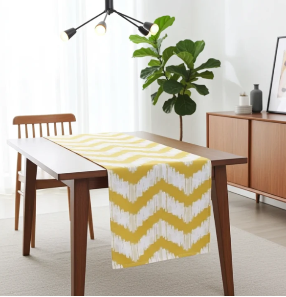Modern Yellow Zigzag Chevron Stripe Table Runner