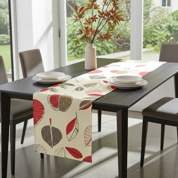 Maple Apples Red Berry Table Runner