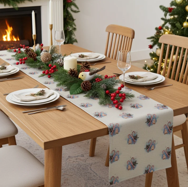 Festive Candy & Gingerbread Man Christmas Table Runner