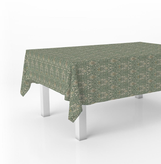 William Morris Snakeshead Forest Green Cotton Tablecloth