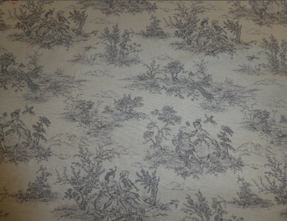 Toile de Jouy Tovaglia vintage grigia francese