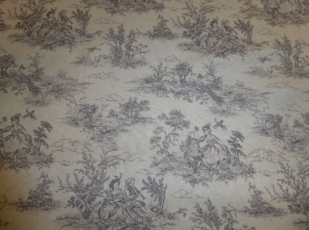 Toile de Jouy Tovaglia vintage grigia francese