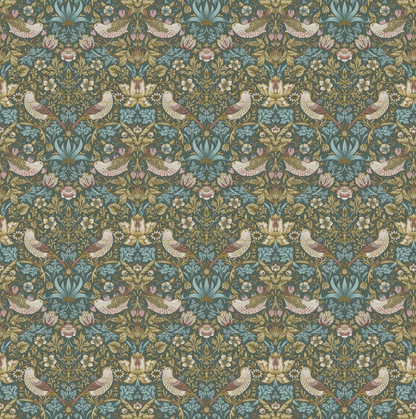 William Morris Strawberry Thief Teal Cushion Cover