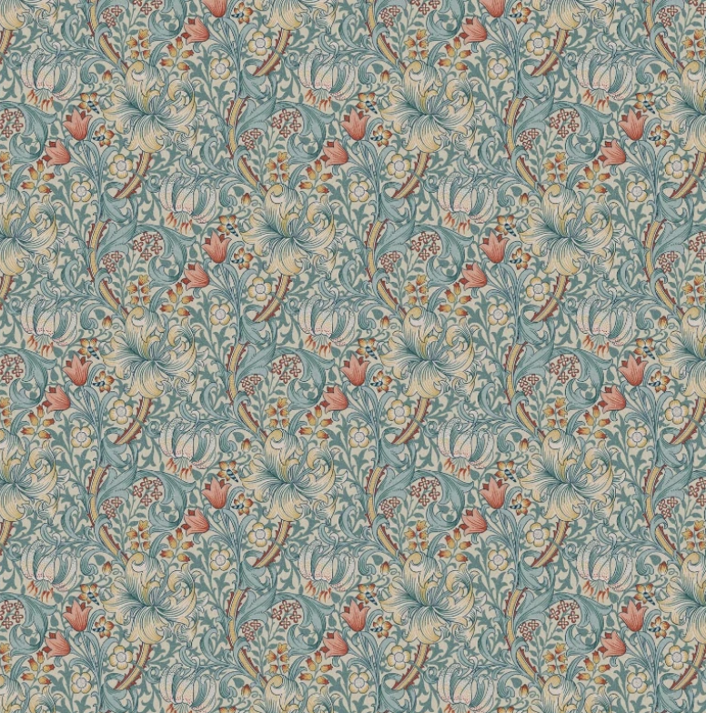 William Morris Golden Lily Floral Tourmaline Cushion Cover