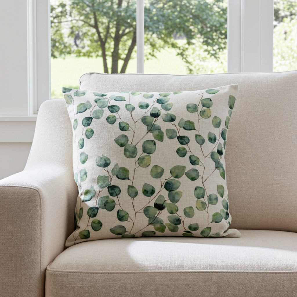 Eucalyptus Leaf Green Cushion Cover