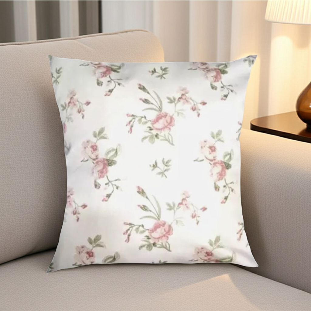 Pink Roses Floral Vintage Cushion Cover