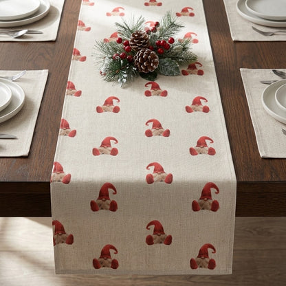 Gnome Gonk Elf Red Christmas Table Runner Napkins
