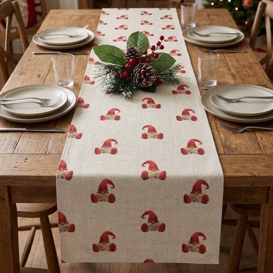 Tischläufer, Servietten mit springenden Hasen, Naturbeige-Design, Ostertischläufer, Größen: 91 cm, 122 cm, 137 cm, 152 cm, 163 cm, 183 cm, 213 cm, 244 cm, 264 cm, Handgefertigt aus 100 % Baumwolle