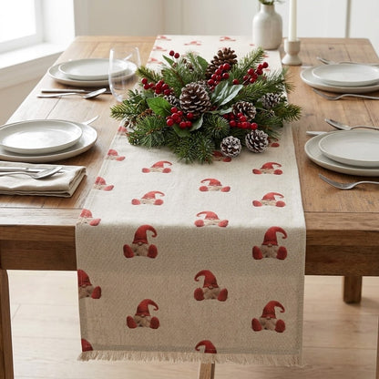 Gnome Gonk Elf Red Christmas Table Runner Napkins