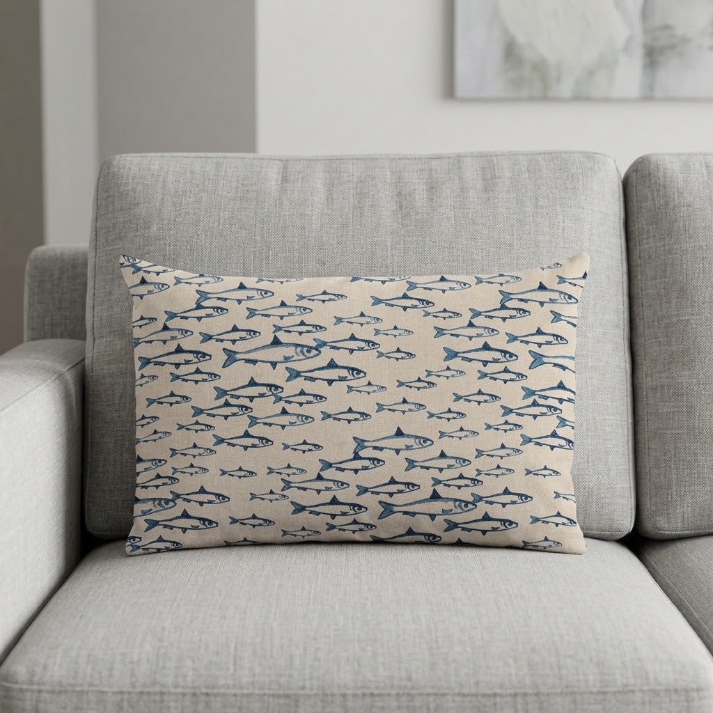 Abstract Fish Cushion Cover , Sardine Cushion Cover , Scandi Fish Cushion Cover , Throw Pillow , Scatter Cushions , Cushion Cover UK