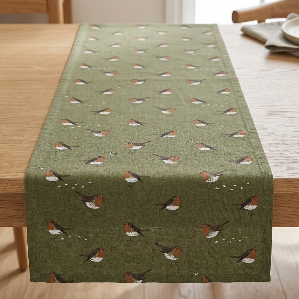 Sophie Allport Robin Green Christmas Table Runner