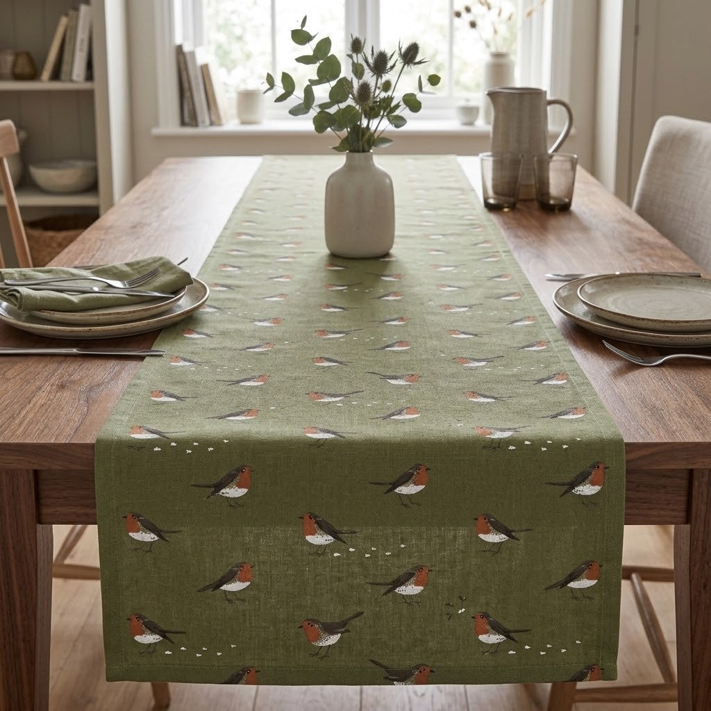 Sophie Allport Robin Green Christmas Table Runner