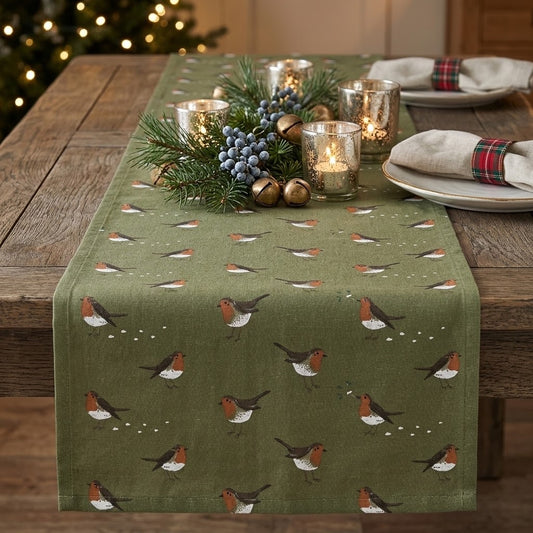 Sophie Allport Robin Green Christmas Table Runner