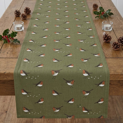 Sophie Allport Robin Green Christmas Table Runner