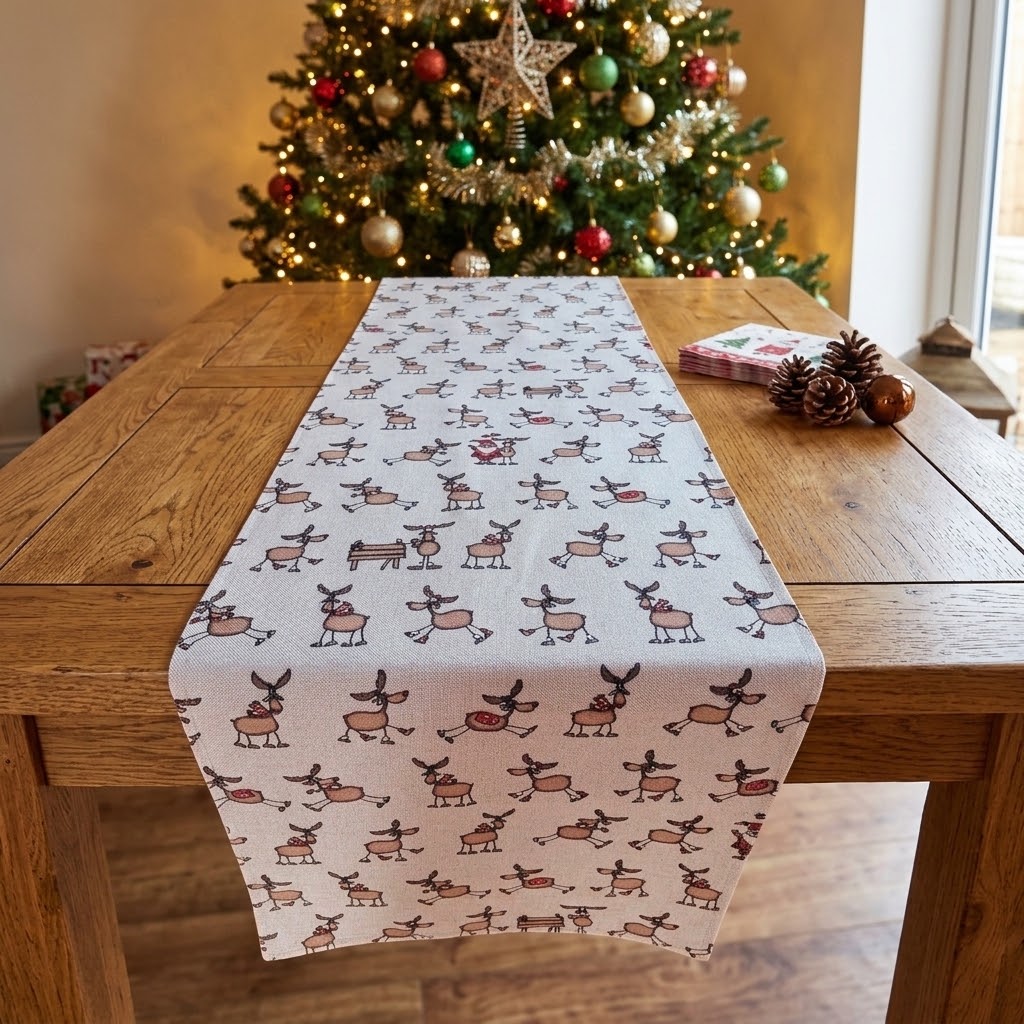 Santa Rudolph Christmas Table Runner