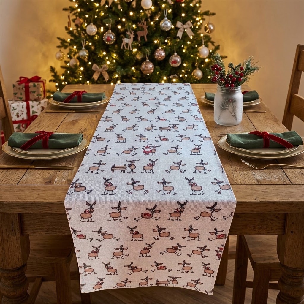 Santa Rudolph Christmas Table Runner