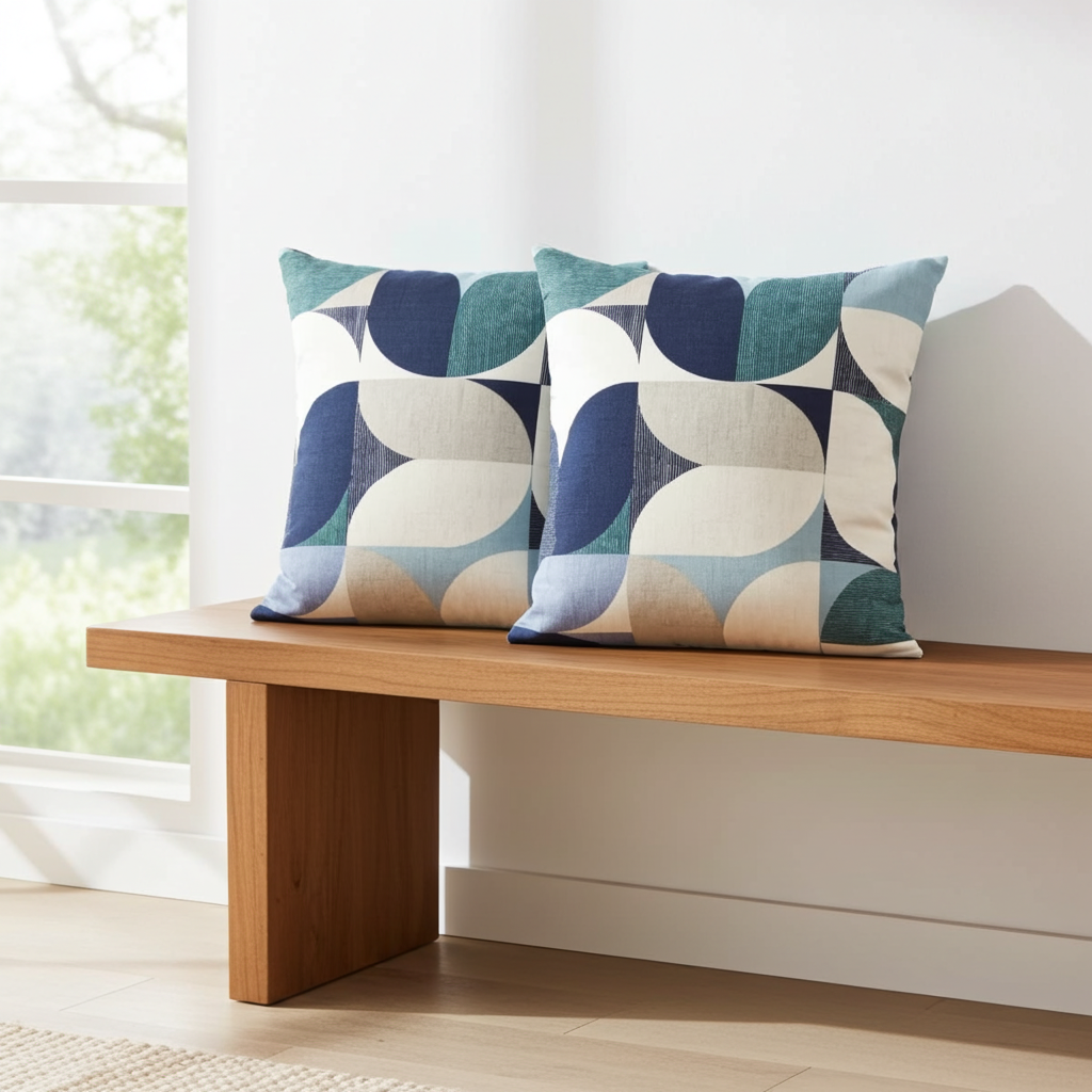 Reno Navy Mineral Geometric Cushion Cover