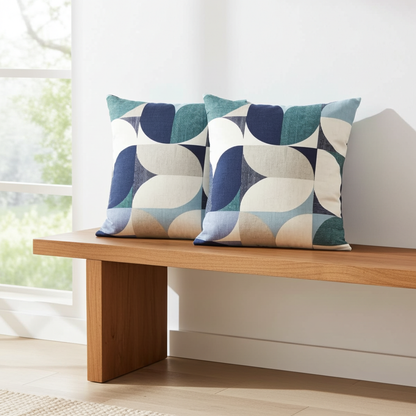 Reno Navy Mineral Geometric Cushion Cover