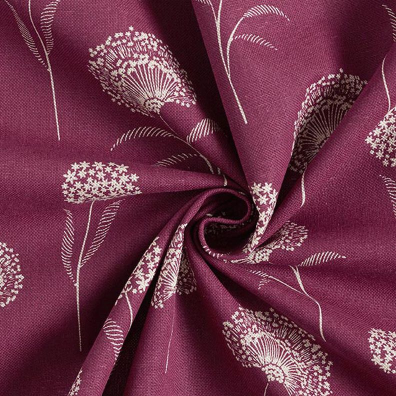 Dandelions Burgundy Natural Tablecloth Available In Many Sizes