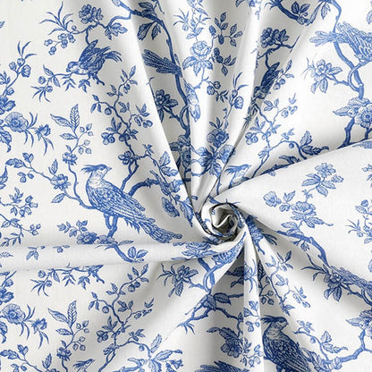 Toile de Jouy Birds Royal Blue Off White Tablecloth Available In Many Sizes