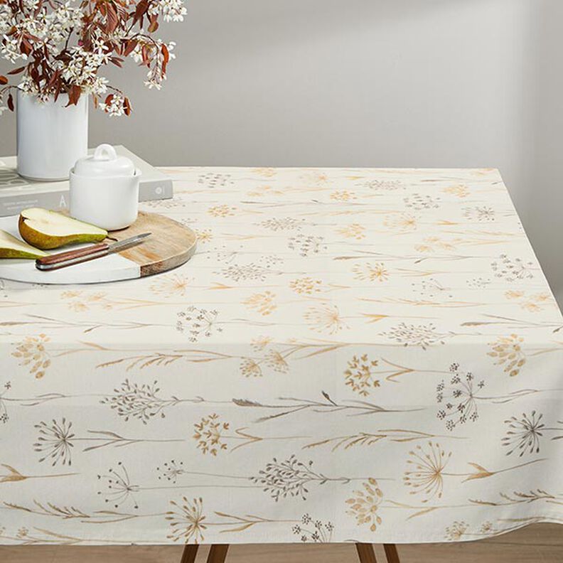 Dried Flowers Light Beige Tablecloth