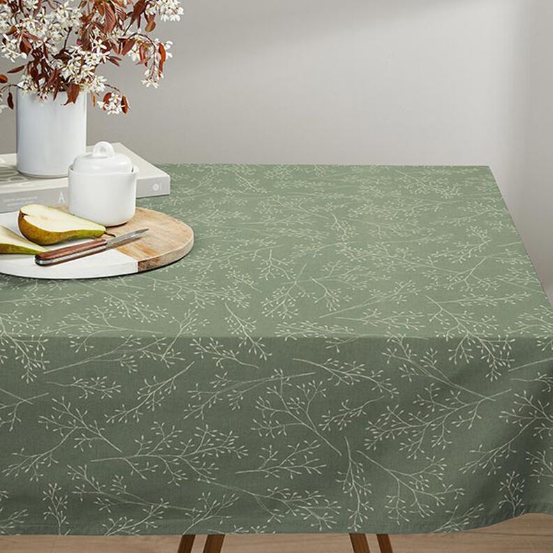 Delicate Branches Light Olive Tablecloth