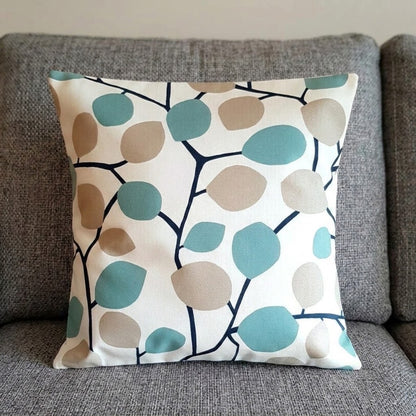 Clarke & Clarke Nissa Mineral Blue Beige Leaf Cushion Cover