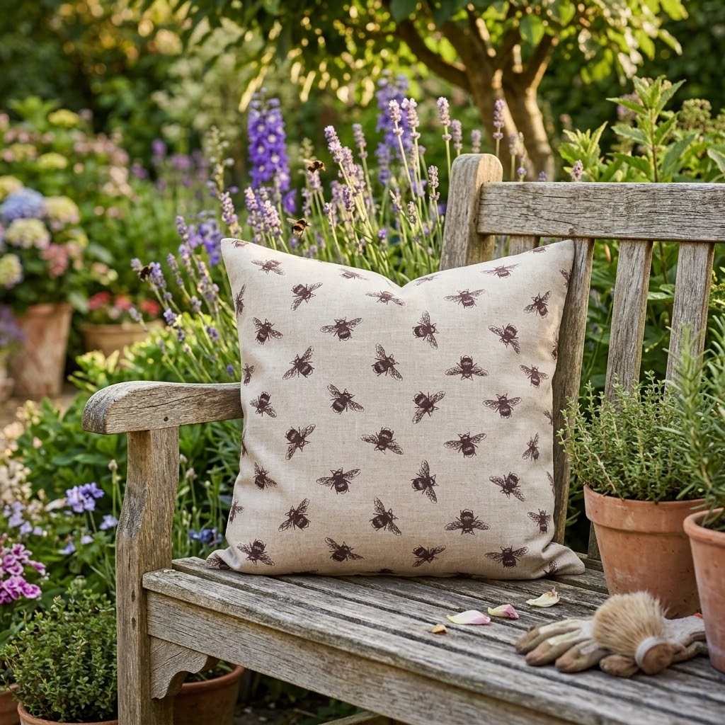 Busy Bees Bumblebee Purple Cushion Cover