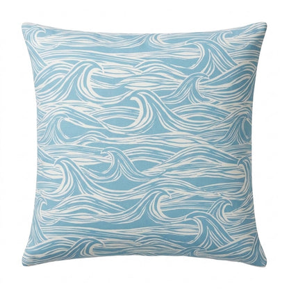 Ocean Waves Surf Aqua Blue Cushion Cover – Coastal Nautical Design