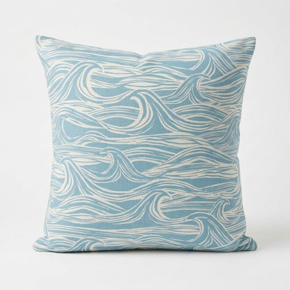 Ocean Waves Surf Aqua Blue Cushion Cover – Coastal Nautical Design