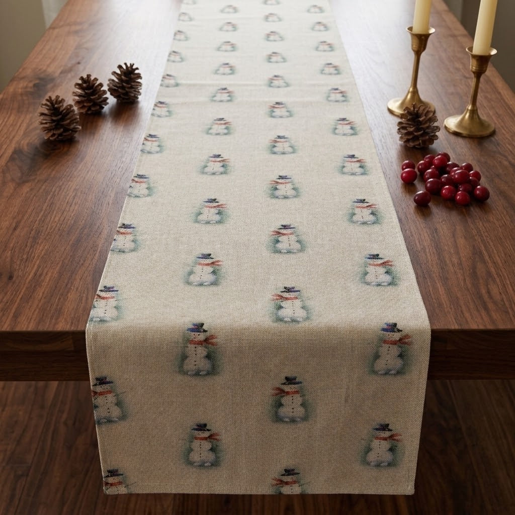 Tischläufer, Servietten mit springenden Hasen, Naturbeige-Design, Ostertischläufer, Größen: 91 cm, 122 cm, 137 cm, 152 cm, 163 cm, 183 cm, 213 cm, 244 cm, 264 cm, Handgefertigt aus 100 % Baumwolle