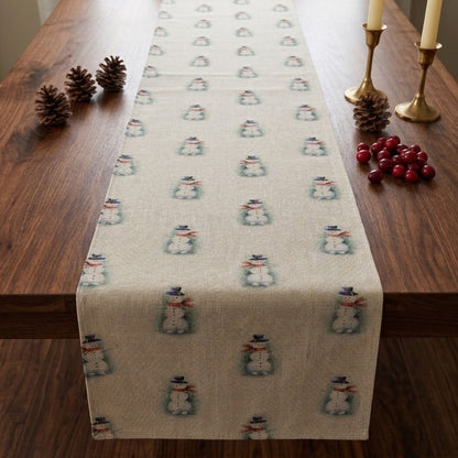 Tischläufer, Servietten mit springenden Hasen, Naturbeige-Design, Ostertischläufer, Größen: 91 cm, 122 cm, 137 cm, 152 cm, 163 cm, 183 cm, 213 cm, 244 cm, 264 cm, Handgefertigt aus 100 % Baumwolle