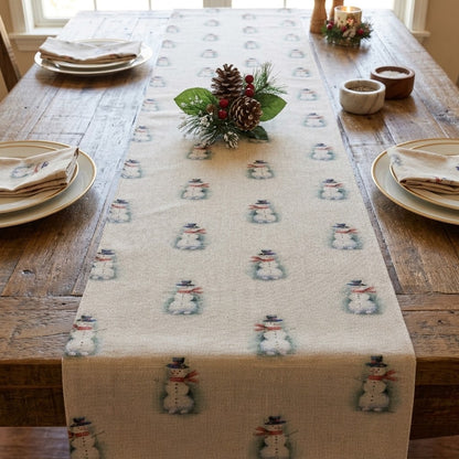 Tischläufer, Servietten mit springenden Hasen, Naturbeige-Design, Ostertischläufer, Größen: 91 cm, 122 cm, 137 cm, 152 cm, 163 cm, 183 cm, 213 cm, 244 cm, 264 cm, Handgefertigt aus 100 % Baumwolle