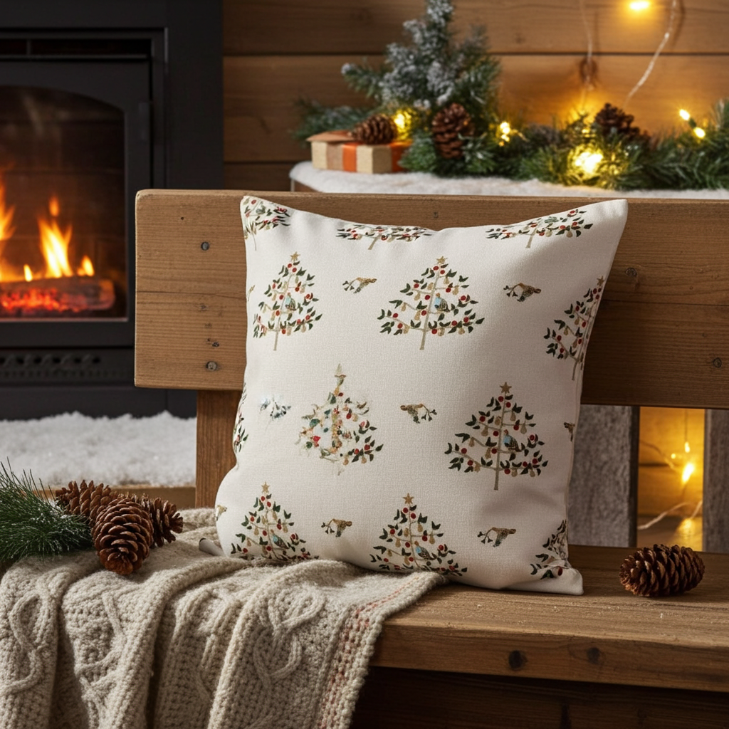 Sophie Allport Partridge Stone Christmas Cushion Cover