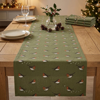 Sophie Allport Robin Green Christmas Table Runner