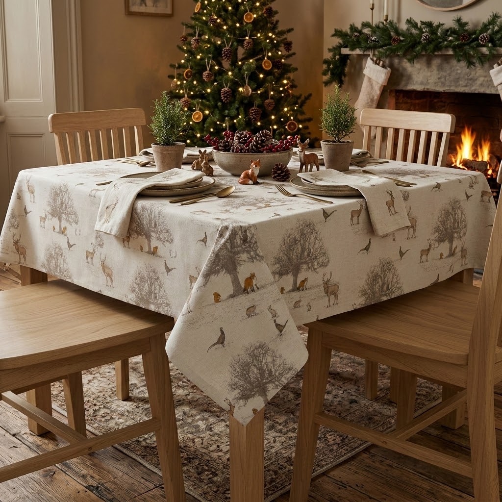 Tatton Autumn Woodland Christmas Tablecloth