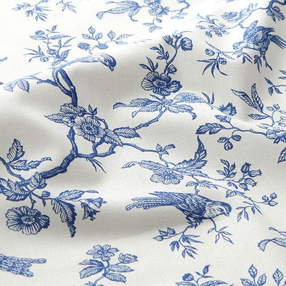 Toile de Jouy Birds Royal Blue Off White Tablecloth Available In Many Sizes