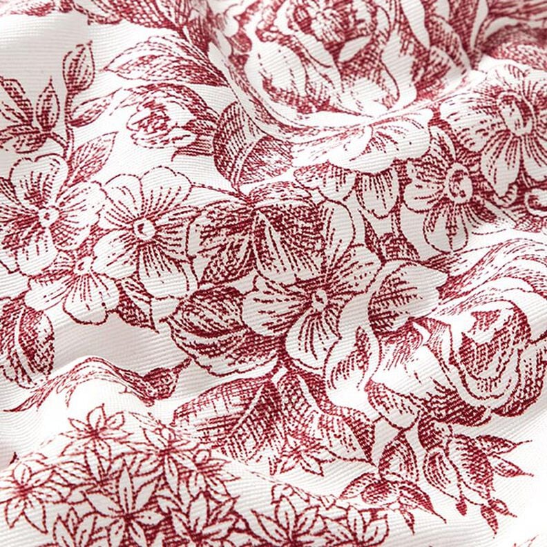 Toile de Jouy Romance Roses Floral White Carmine Red Tablecloth Available In Many Sizes