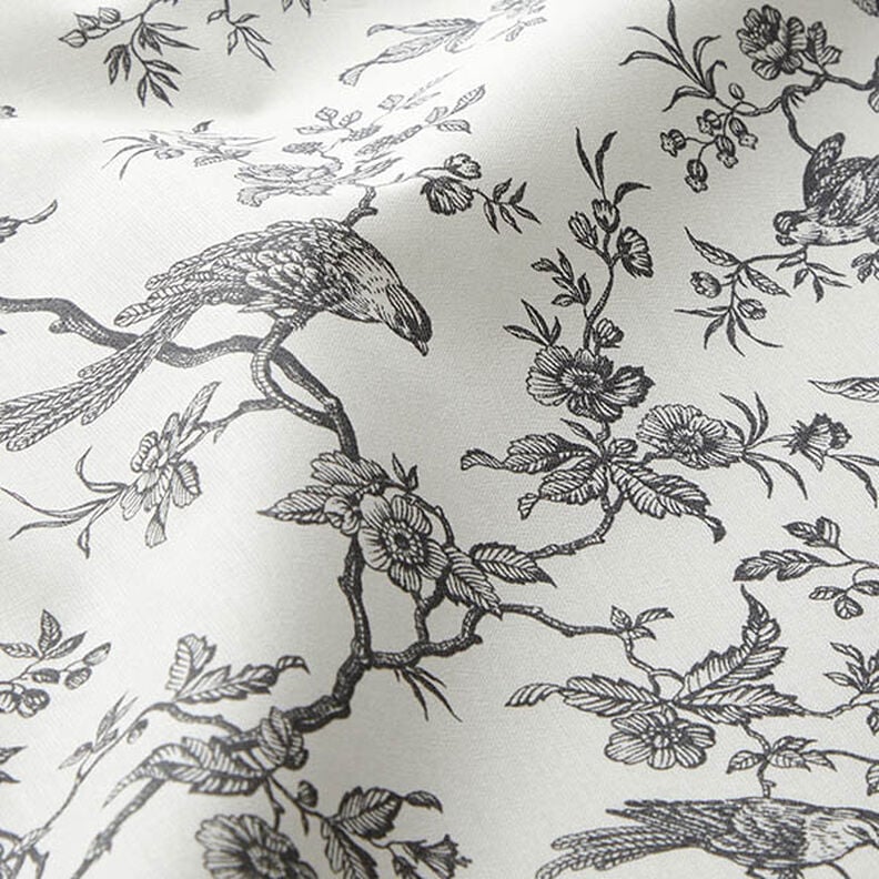 Toile de Jouy Birds Slate Grey Off White Tablecloth Available In Many Sizes