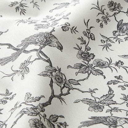 Toile de Jouy Birds Slate Grey Off White Tablecloth Available In Many Sizes