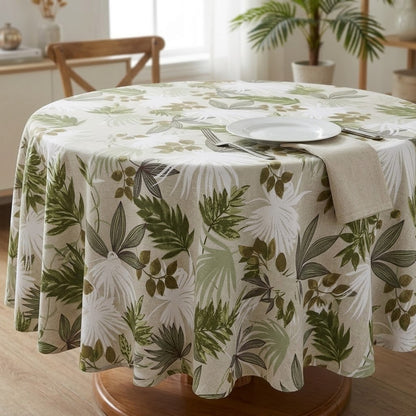 Amazon Pampas Green Leaves Tablecloth   , Round Tablecloth , Oval Tablecloth , Rectangle Tablecloth