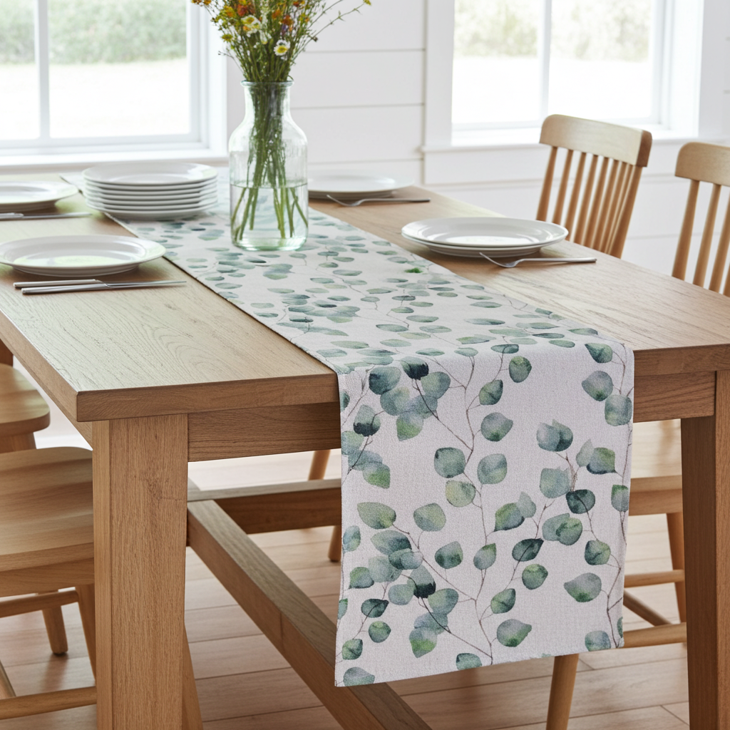Eucalyptus Leaves Green Table Runner