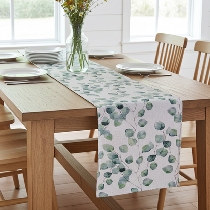 Eucalyptus Leaves Green Table Runner